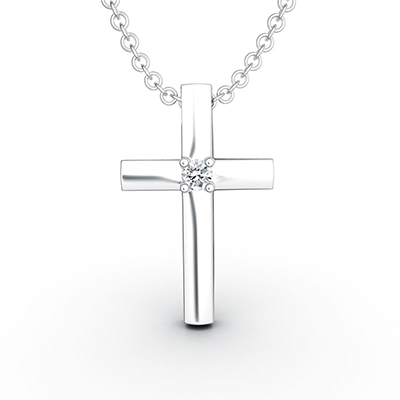 ORRO Jewel-Centred Cross Pendant in 18K Rose Gold