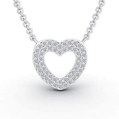 ORRO Heart of Hearts Pendant in 18K White Gold
