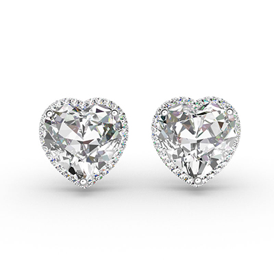 ORRO Bejeweled Heart Earrings (1.0ct stone on each side)