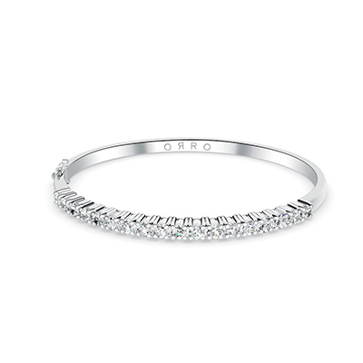ORRO Simple Encrusted Band in 18K White Gold